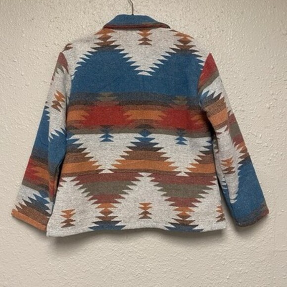 VTG Aztec Southwestern Shacket Tribal Boho Western Wool Blend Oversized Coat S - Picture 3 of 11